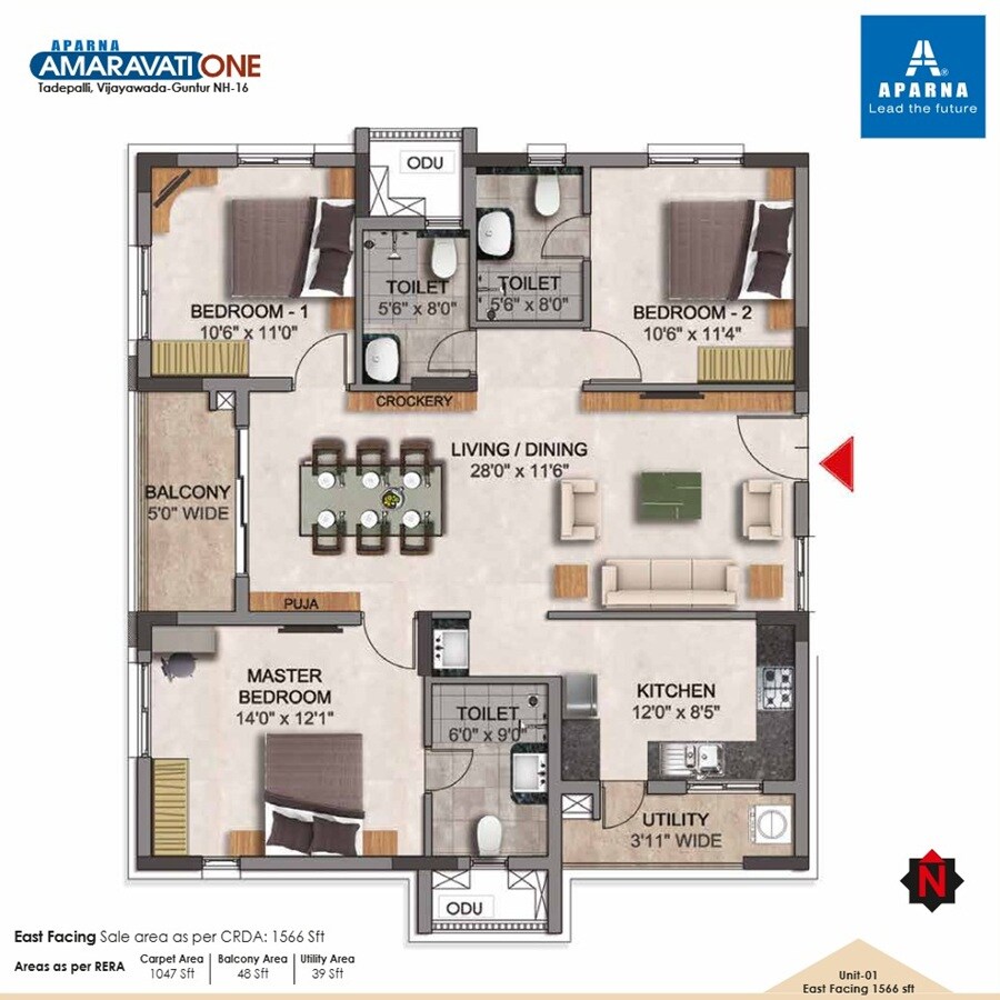 3 BHK 1566 Sq. Ft. Apartment