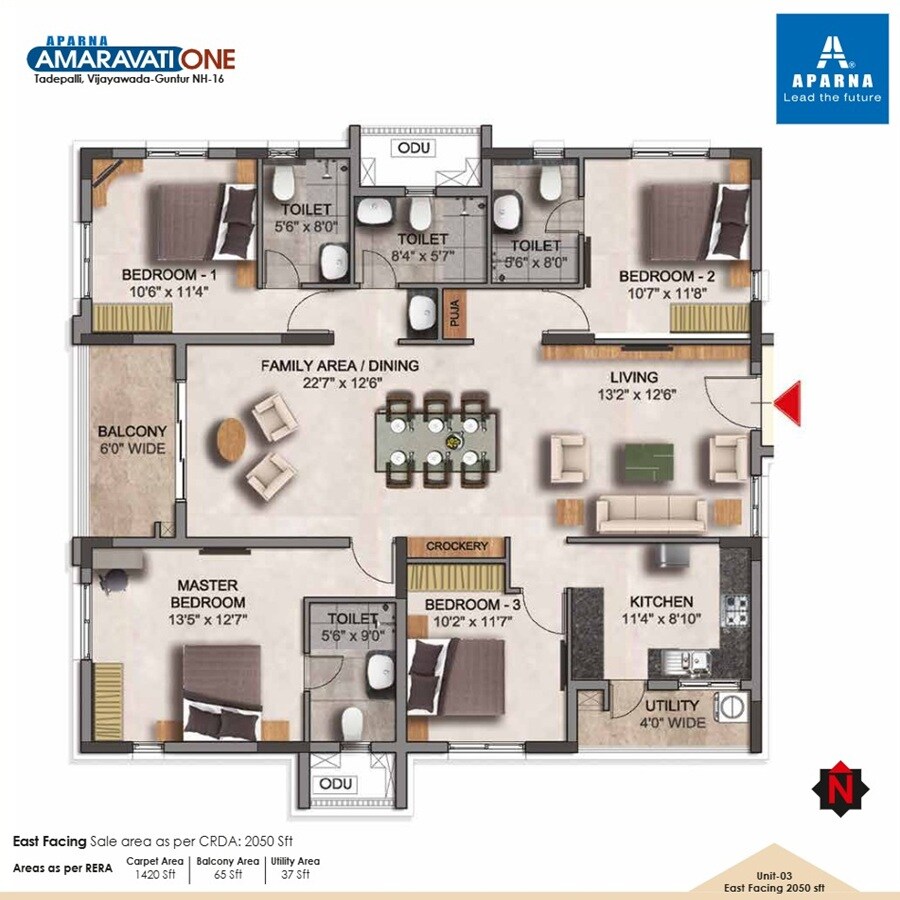 4 BHK 2050 Sq. Ft. Apartment