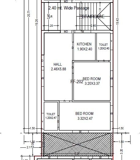 Floor plan of 2 BHK 1603 Sq. Ft. Apartment in Mega Bhimas NJ Heights, Vijayawada