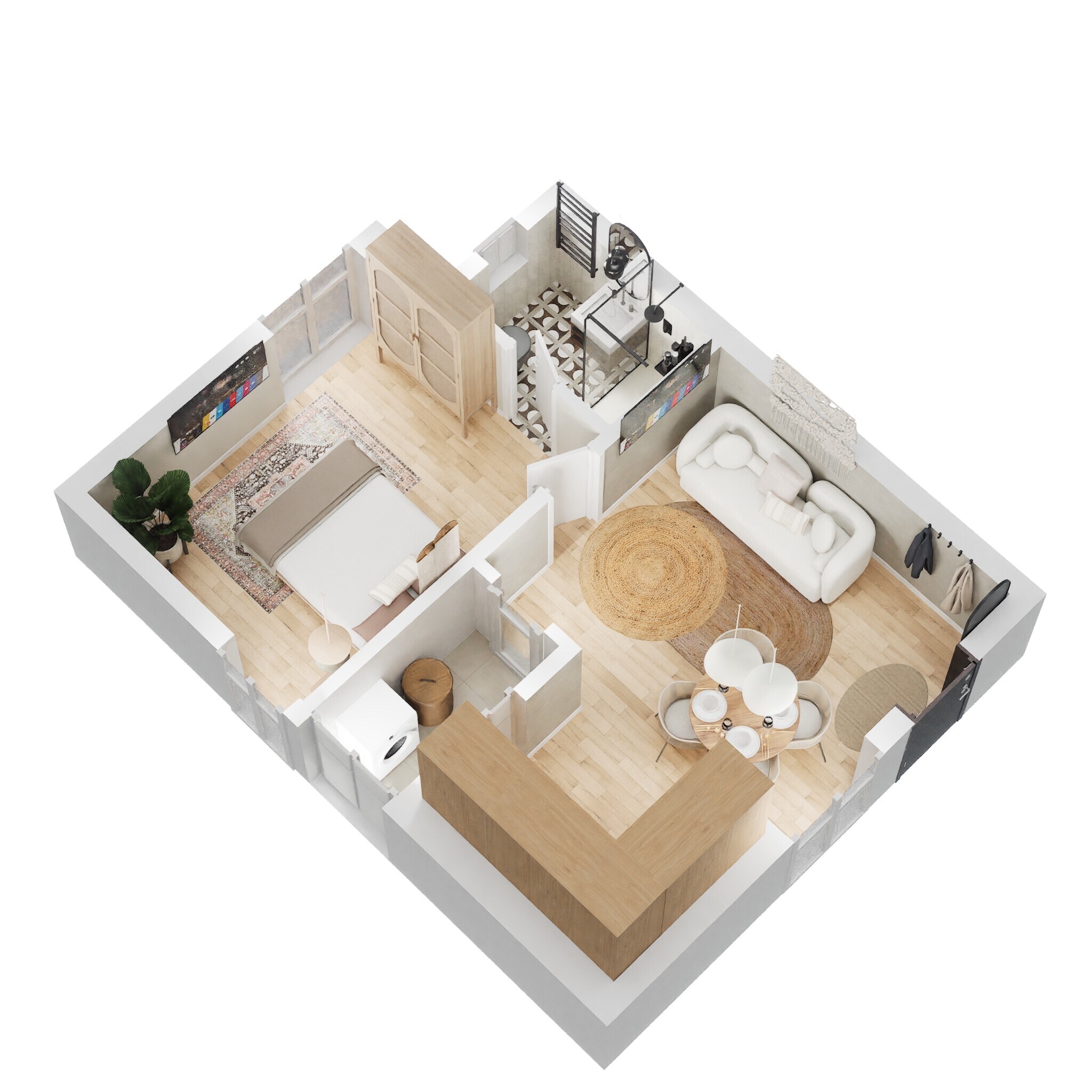 Floor plan of 1 BHK 580 Sq. Ft. Apartment in BMR Habitat, Vijayawada