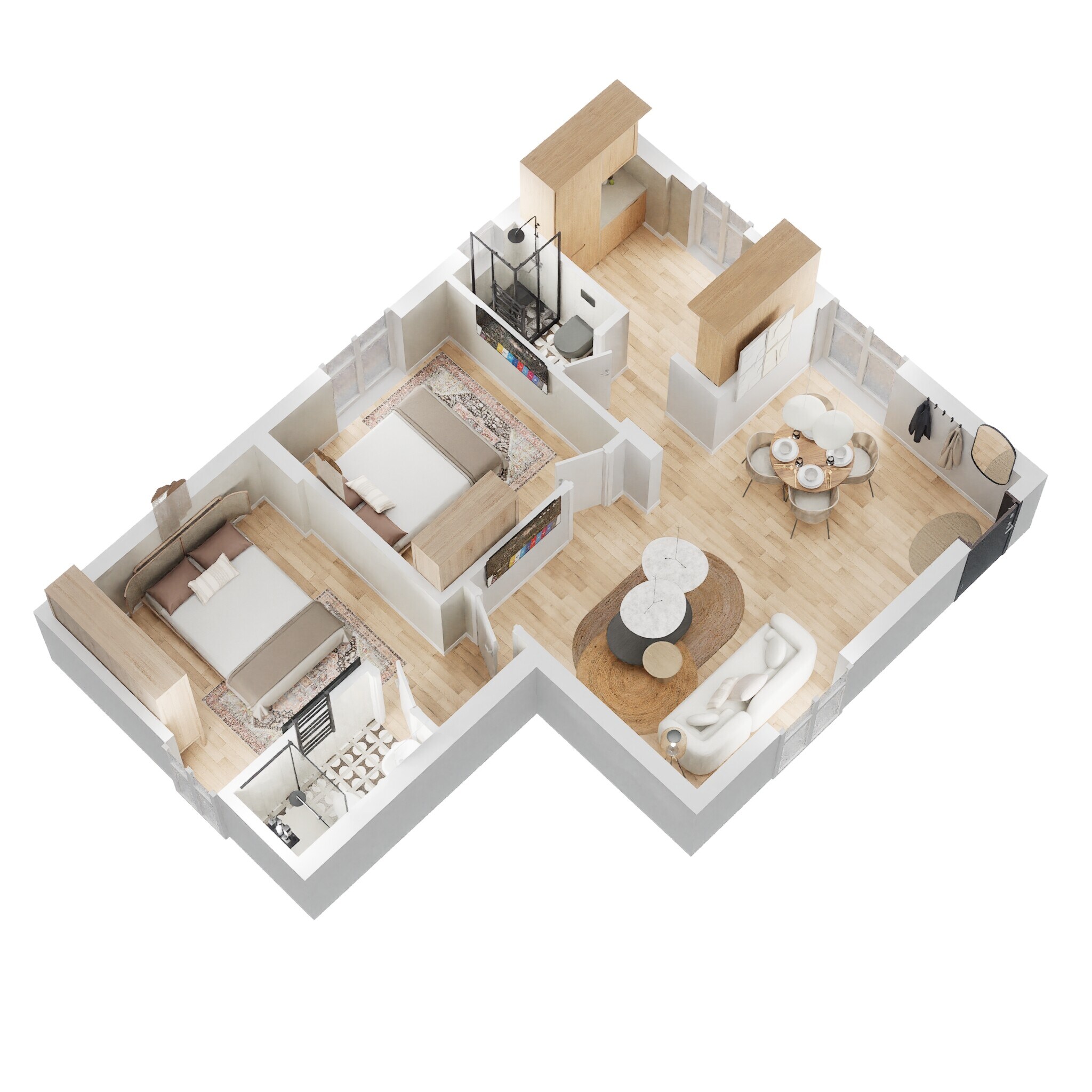Floor plan of 2 BHK 850 Sq. Ft. Apartment in BMR Habitat, Vijayawada