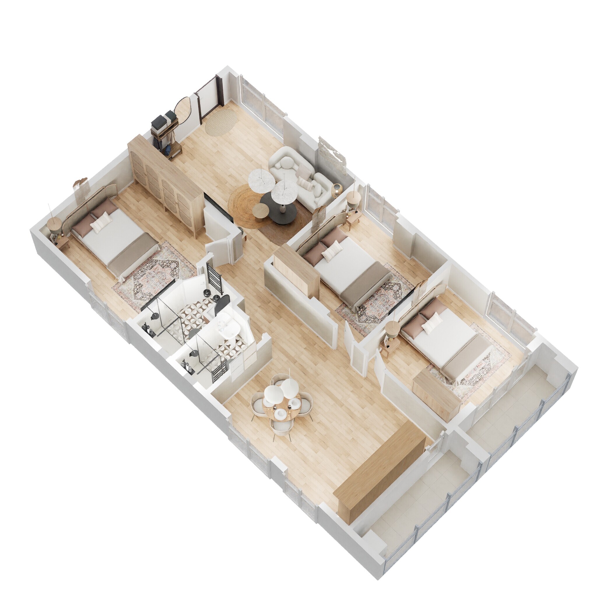 Floor plan of 3 BHK 1335 Sq. Ft. Apartment in BMR Habitat, Vijayawada