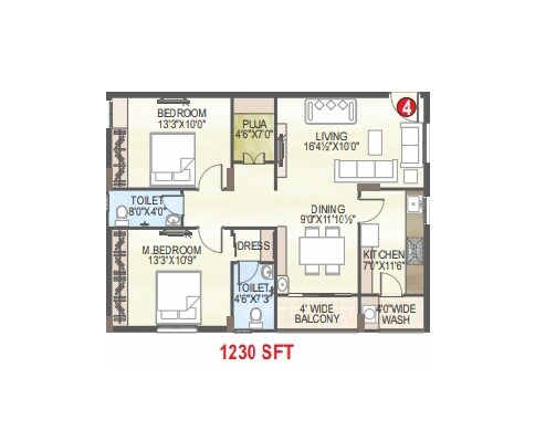 2 BHK 1230 Sq. Ft. Apartment