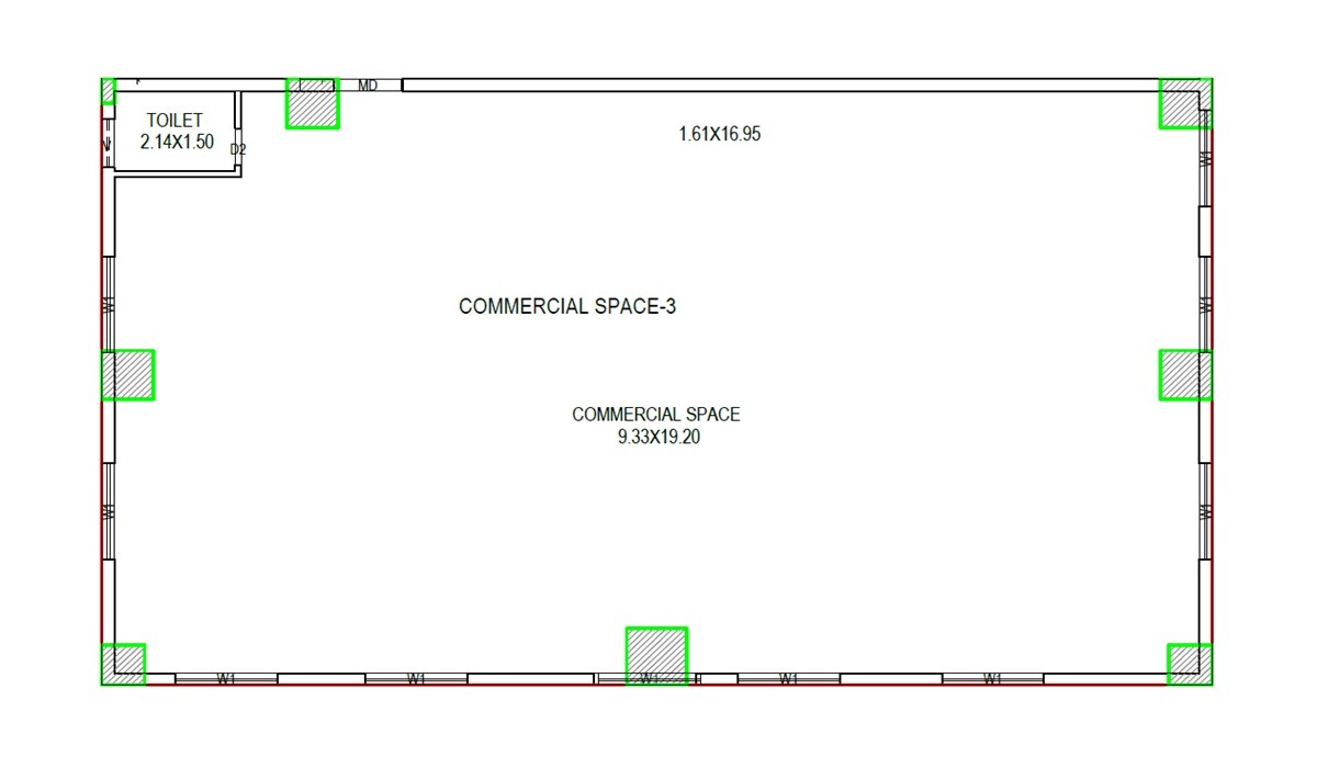 Floor plan of Office Space - 2306 sq. ft. in Centra Towers, Vijayawada