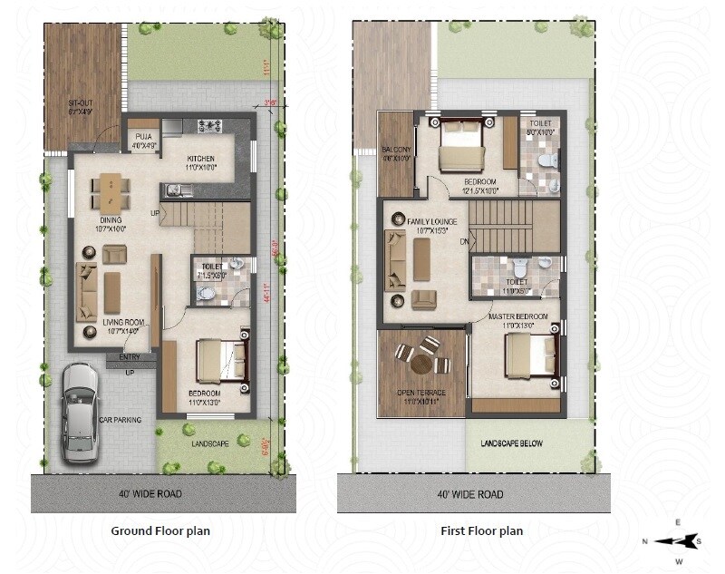 Floor plan of 3 BHK 1350 Sq. Ft. Villa in Fugen Royal Imperia, Vijayawada