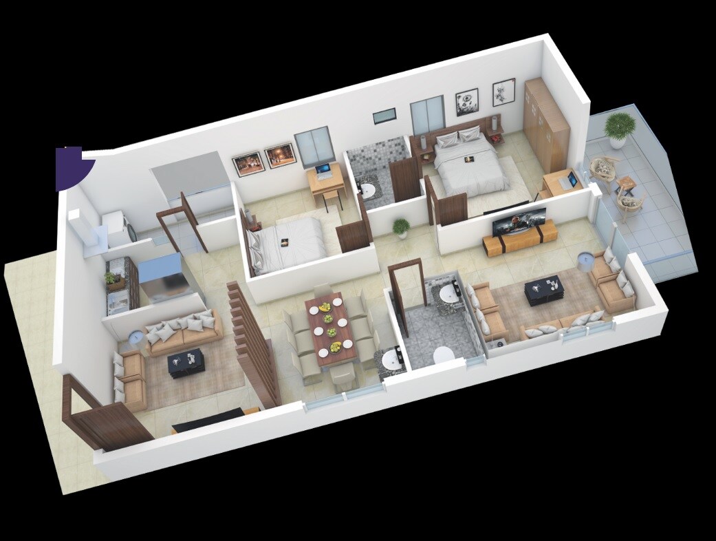 Floor plan of 2 BHK 1439 Sq. Ft. Apartment in JMC The Skigh, Vijayawada