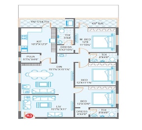 3 BHK 1830 Sq. Ft. Apartment in Prime Hill Crest