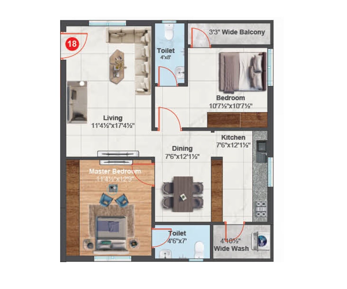 2 BHK 1408 Sq. Ft. Apartment