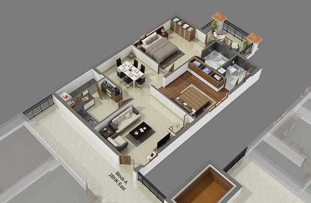 2 BHK 1260 Sq. Ft. Apartment