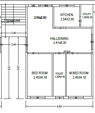 Floor plan of 2 BHK 804 Sq. Ft. Apartment in Vasundhara Usha Rama River View Medows, Vijayawada