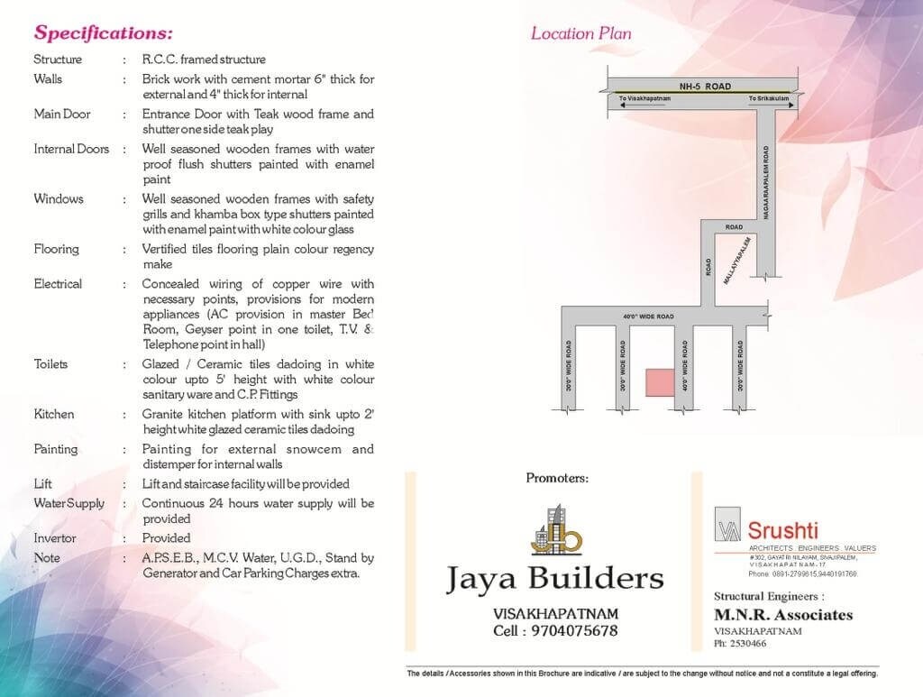 Jaya Rahul Residency Specification