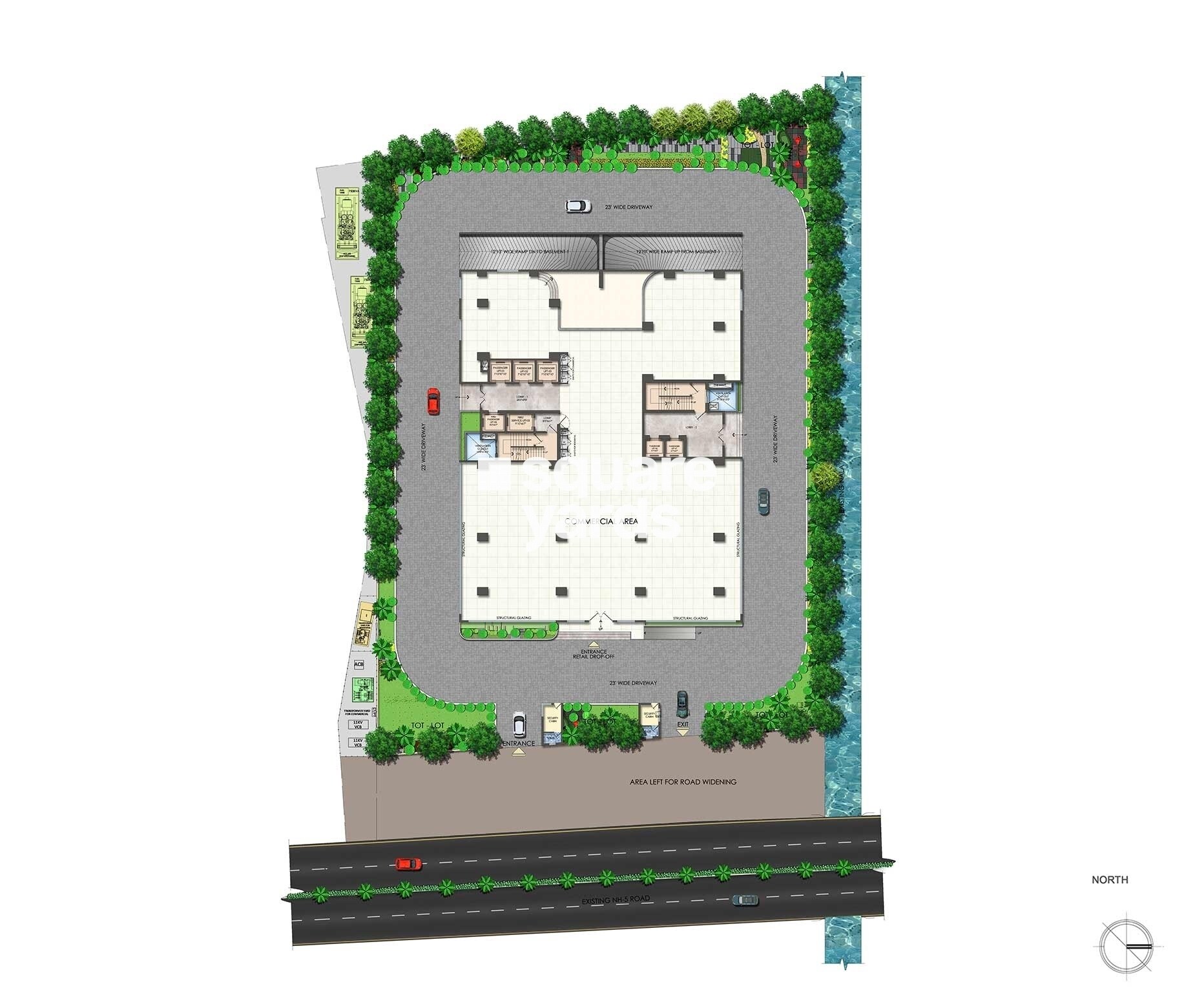Lansum-MVP-Square_a model of a building with a clock on it
