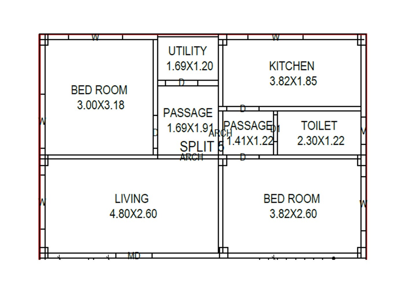 Floor plan of 2 BHK 962 Sq. Ft. Apartment in Sri Aadhya Enclave, Vizag