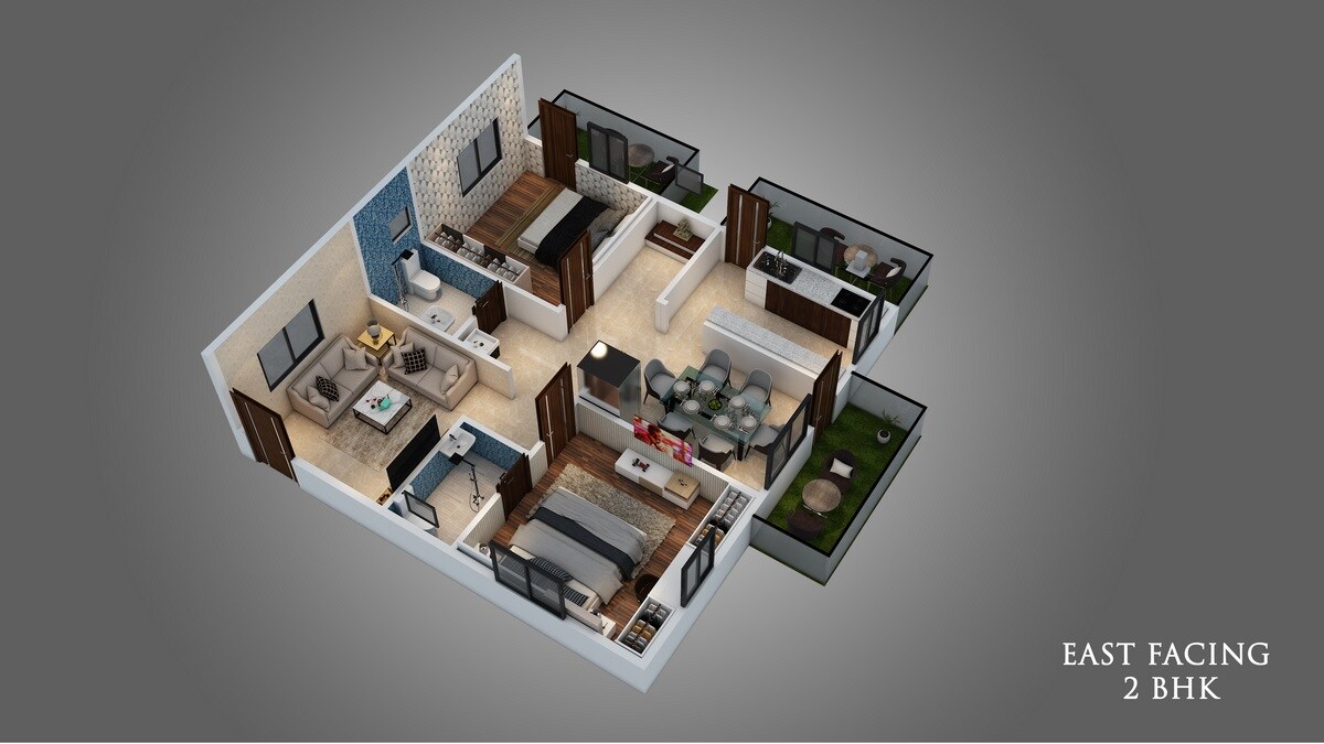 Floor plan of 3 BHK 1320 Sq. Ft. Apartment in Abhiram Nirman Touchstone Towers, Vizag