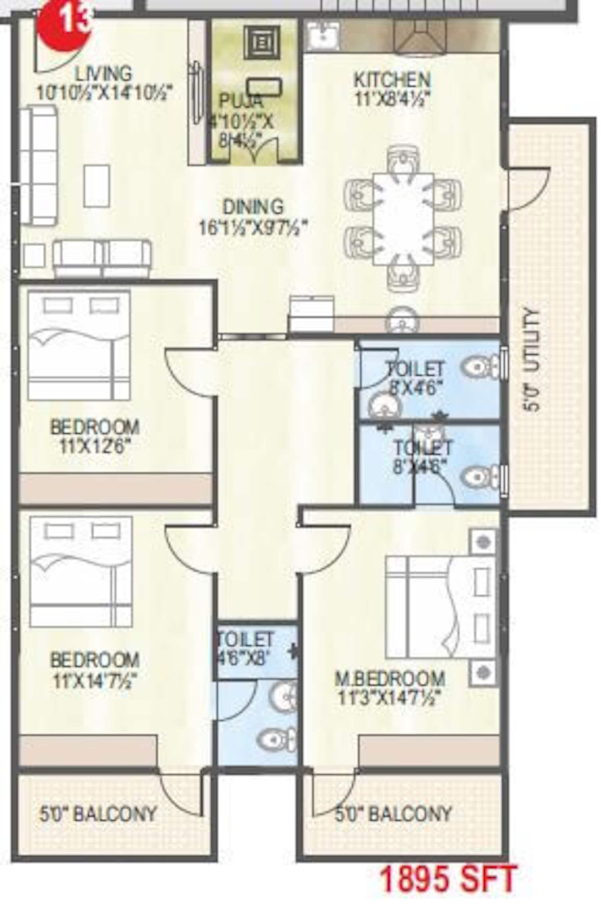 abhiram touchstone towers apartment 3bhk 1895sqft 1