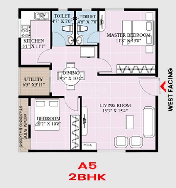 Other, ak-chitravilasa-garden-city 2 Bedroom 850 Sq.Ft. Apartment In Boyapalem Vizag 9427371