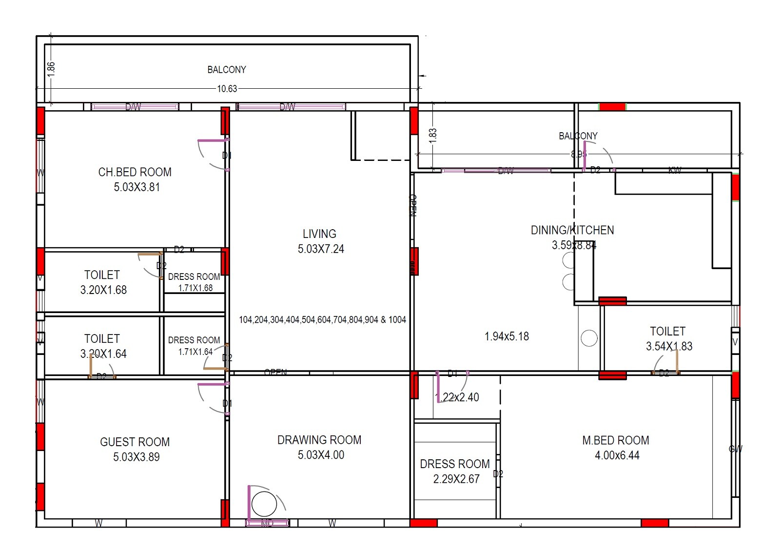 Floor plan of 3 BHK 3381 Sq. Ft. Apartment in Anandhini Serene 48, Vizag