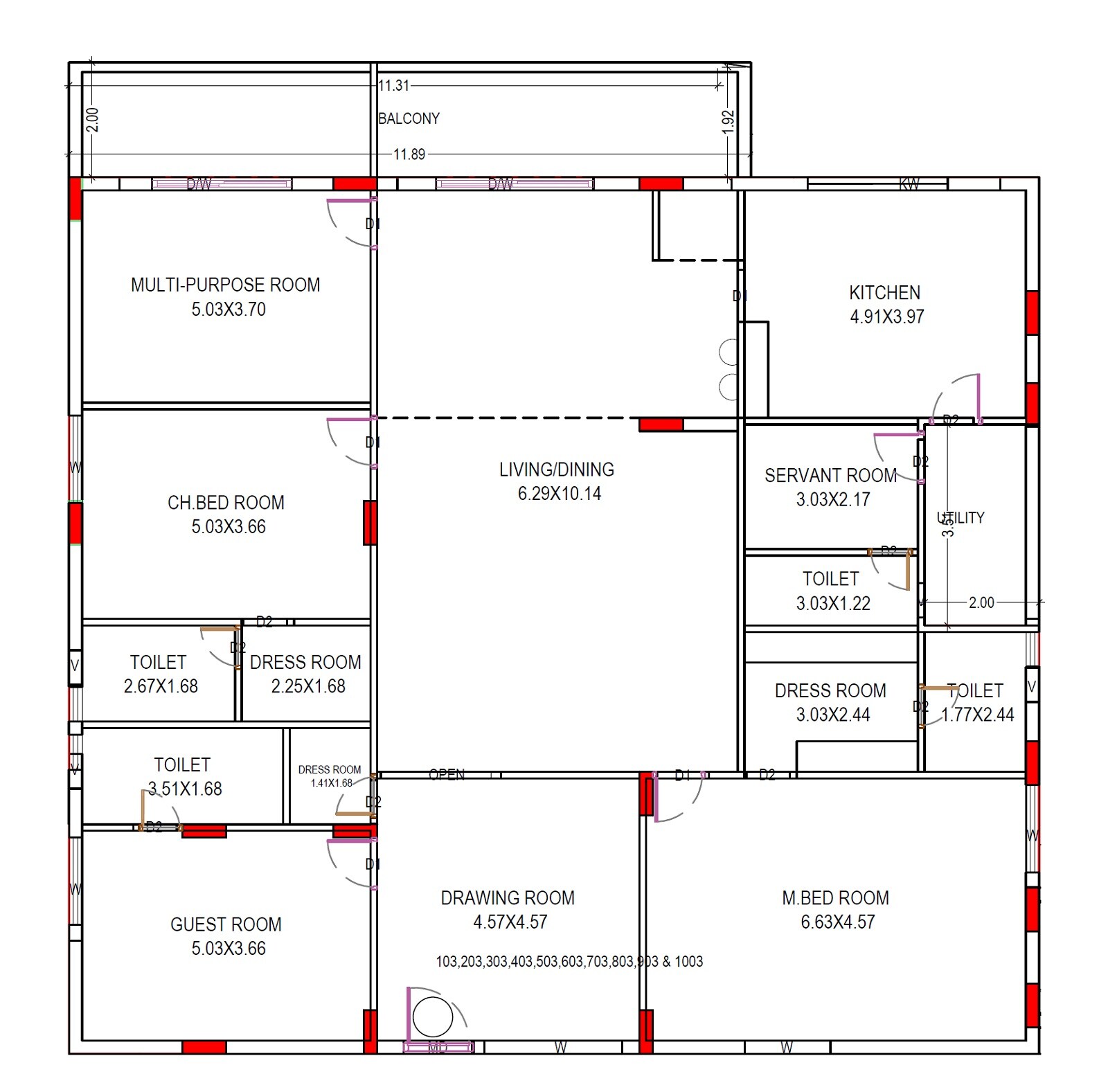 Floor plan of 3 BHK 3808 Sq. Ft. Apartment in Anandhini Serene 48, Vizag