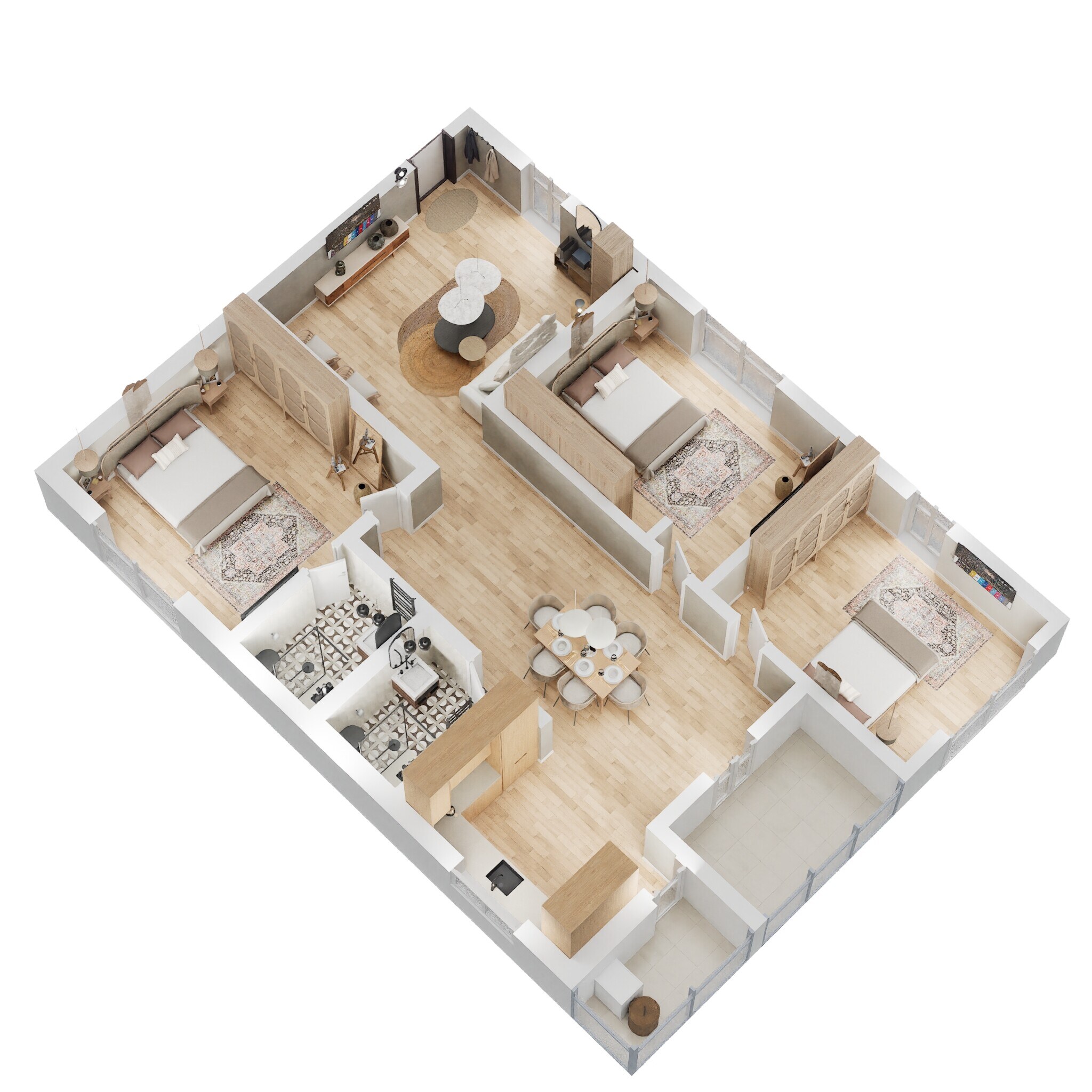Floor plan of 3 BHK 1340 Sq. Ft. Apartment in Balaji Hills View Enclave, Vizag