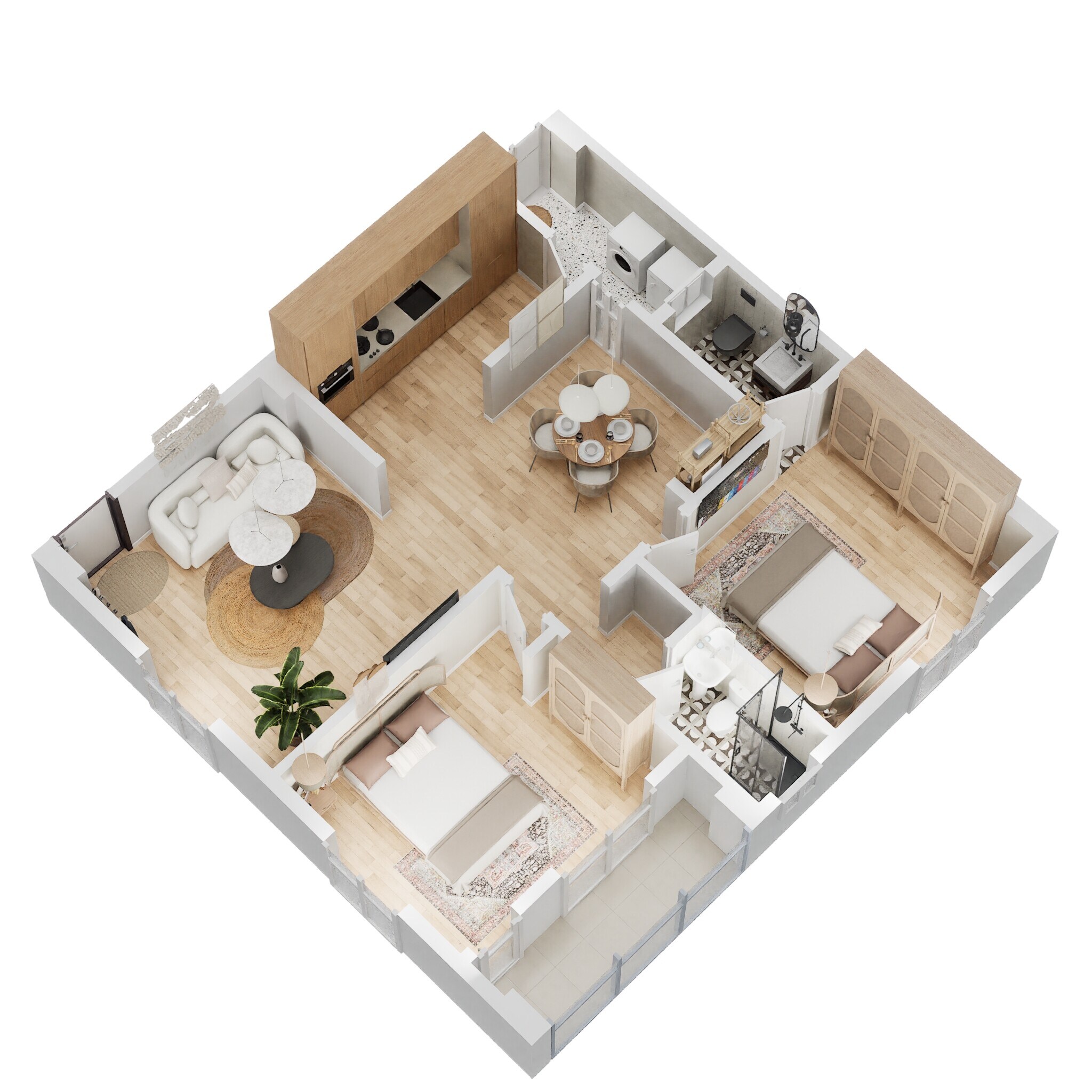 Floor plan of 2 BHK 1050 Sq. Ft. Apartment in Balaji Paradise Apartments Vizag, Vizag
