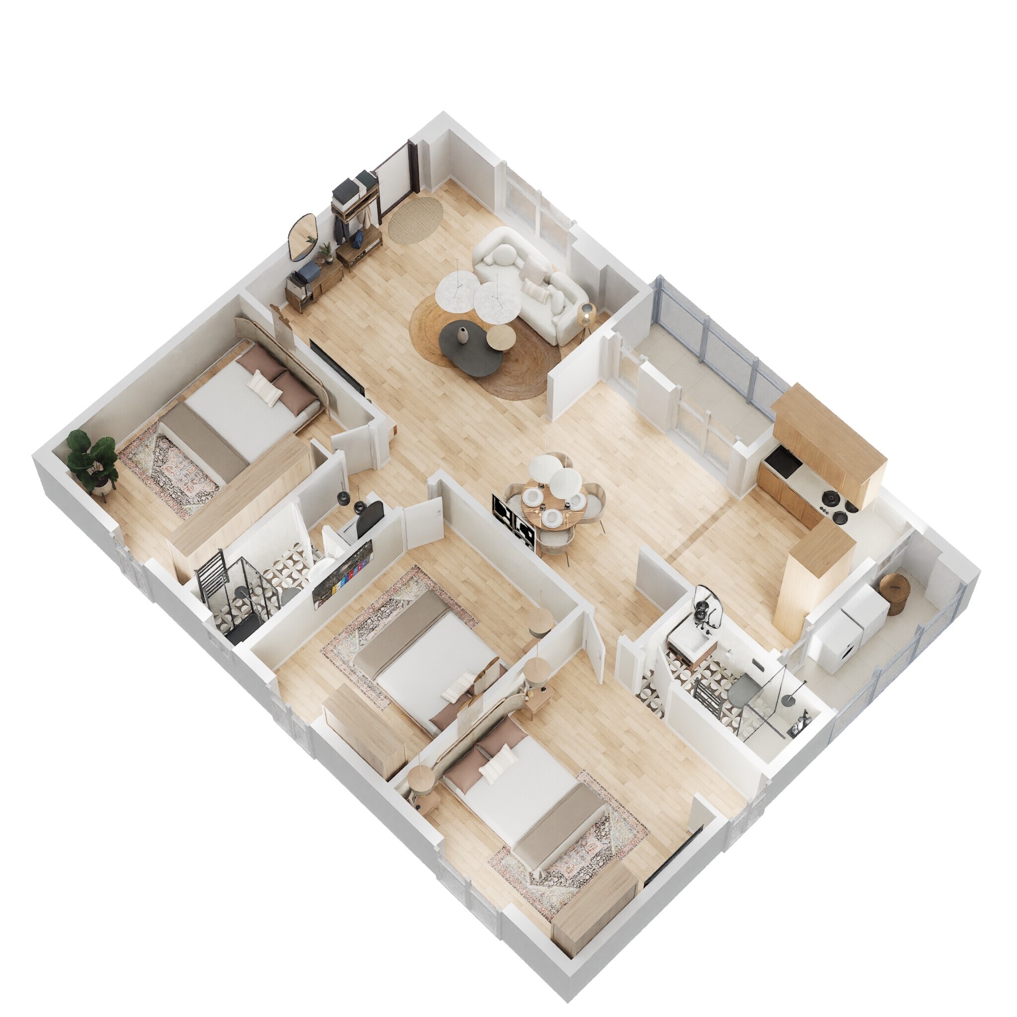 Floor plan of 3 BHK 1450 Sq. Ft. Apartment in Balaji Paradise Apartments Vizag, Vizag