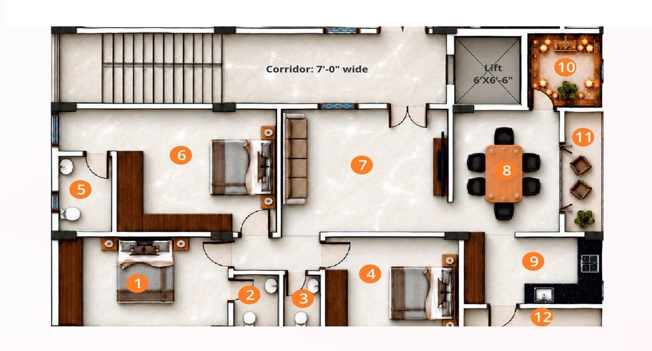 3 BHK 1094 Sq. Ft. Apartment