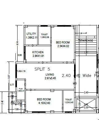 Floor plan of 2 BHK 1079 Sq. Ft. Apartment in Ekadanta Mutyam Enclave, Vizag