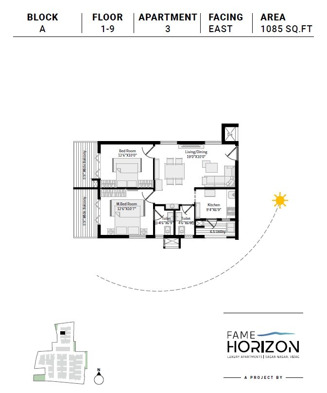 2 BHK 1085 Sq. Ft. Apartment