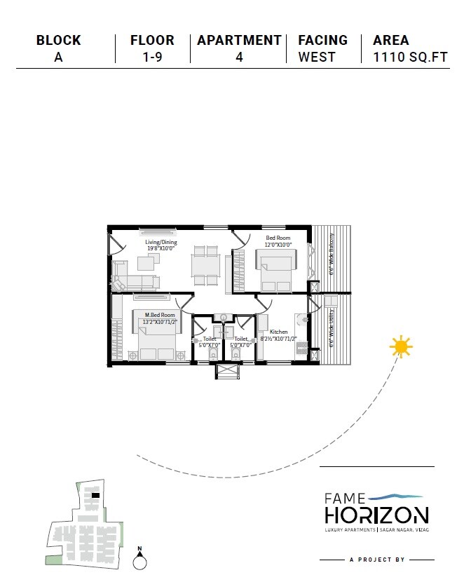 2 BHK 1110 Sq. Ft. Apartment