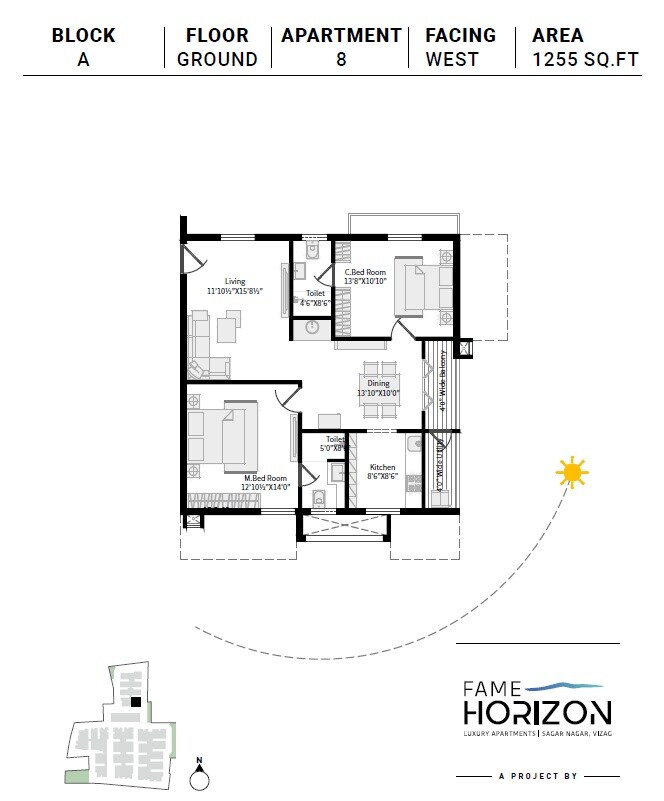 2 BHK 1255 Sq. Ft. Apartment