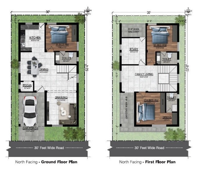 Floor plan of 3 BHK 2000 Sq. Ft. Villa in High Yield Hoja Luxury Villas, Vizag