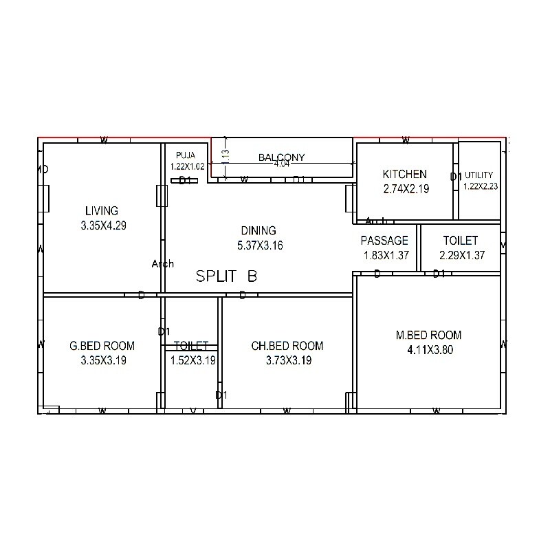 Floor plan of 3 BHK 1176 Sq. Ft. Apartment in I Rise Prime, Vizag