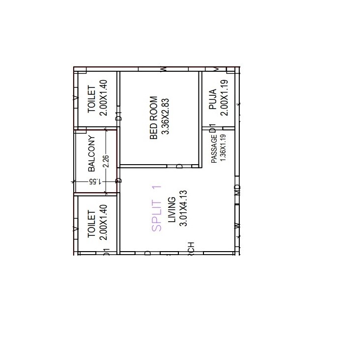 Floor plan of 2 BHK 970 Sq. Ft. Apartment in Karthikeyaa Residency, Vizag