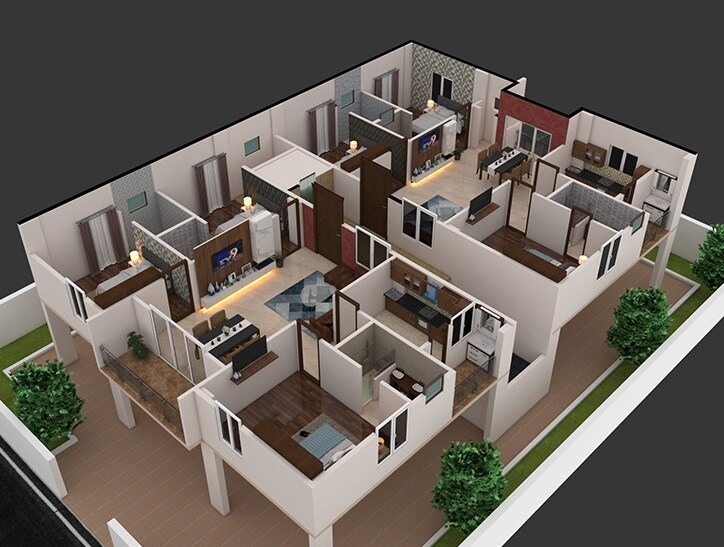 Floor plan of 3 BHK 972 Sq. Ft. Apartment in Manchukonda Pride, Vizag