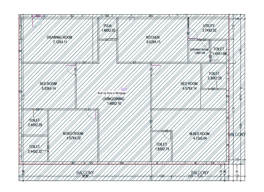 Floor plan of 4 BHK 2888 Sq. Ft. Apartment in Map The Light House, Vizag