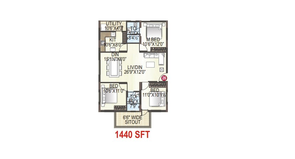 3 BHK 1440 Sq. Ft. Apartment
