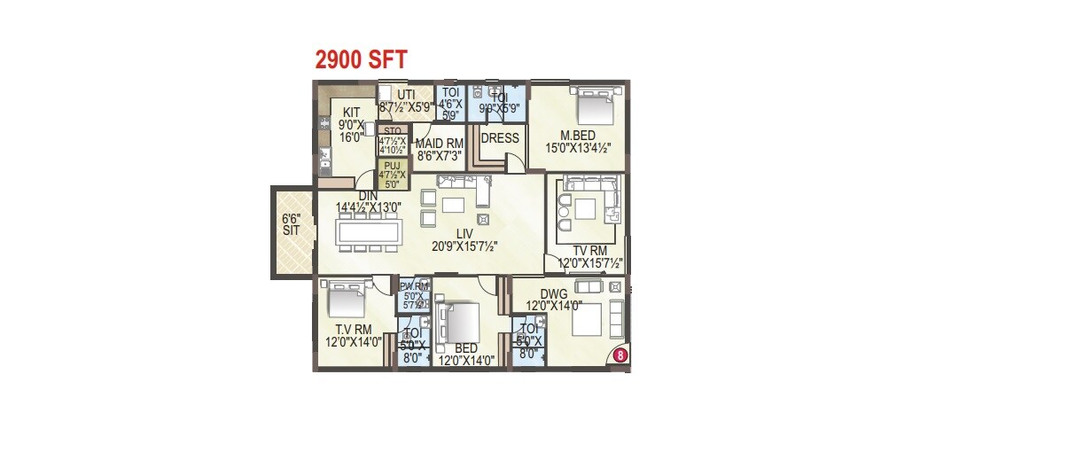3 BHK 2900 Sq. Ft. Apartment