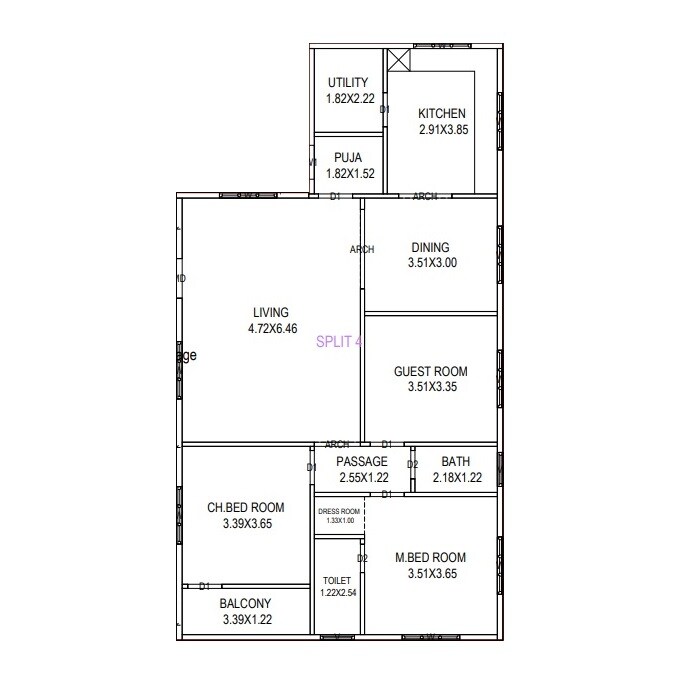 Floor plan of 3 BHK 1620 Sq. Ft. Apartment in Nirvana Residency, Vizag