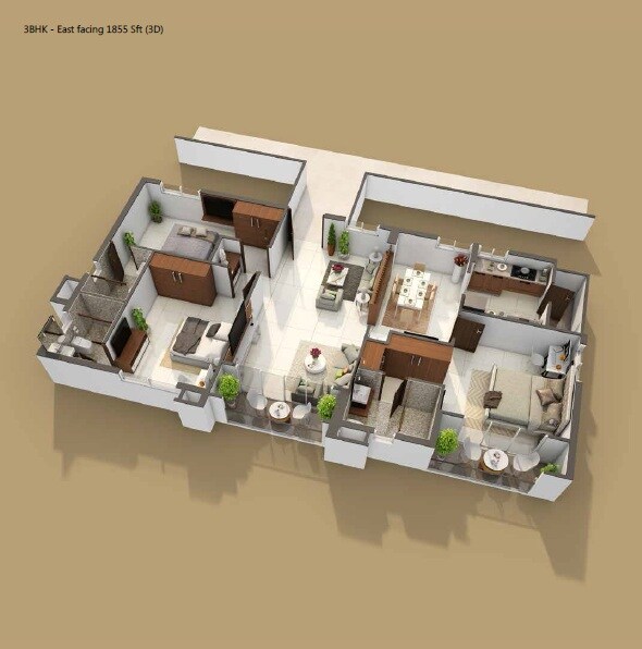 3 BHK 1855 Sq. Ft. Apartment