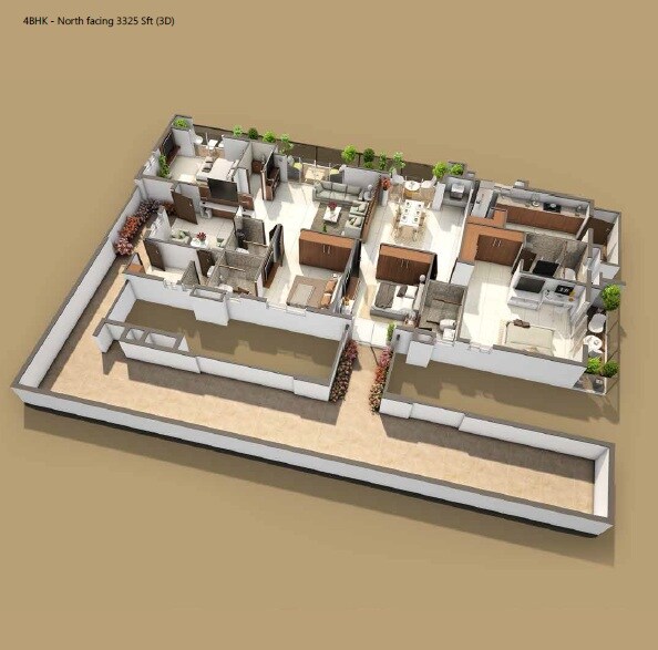 Floor plan of 4 BHK Apartment - 3325 sq. ft. in Northstar Eden Garden, Vizag