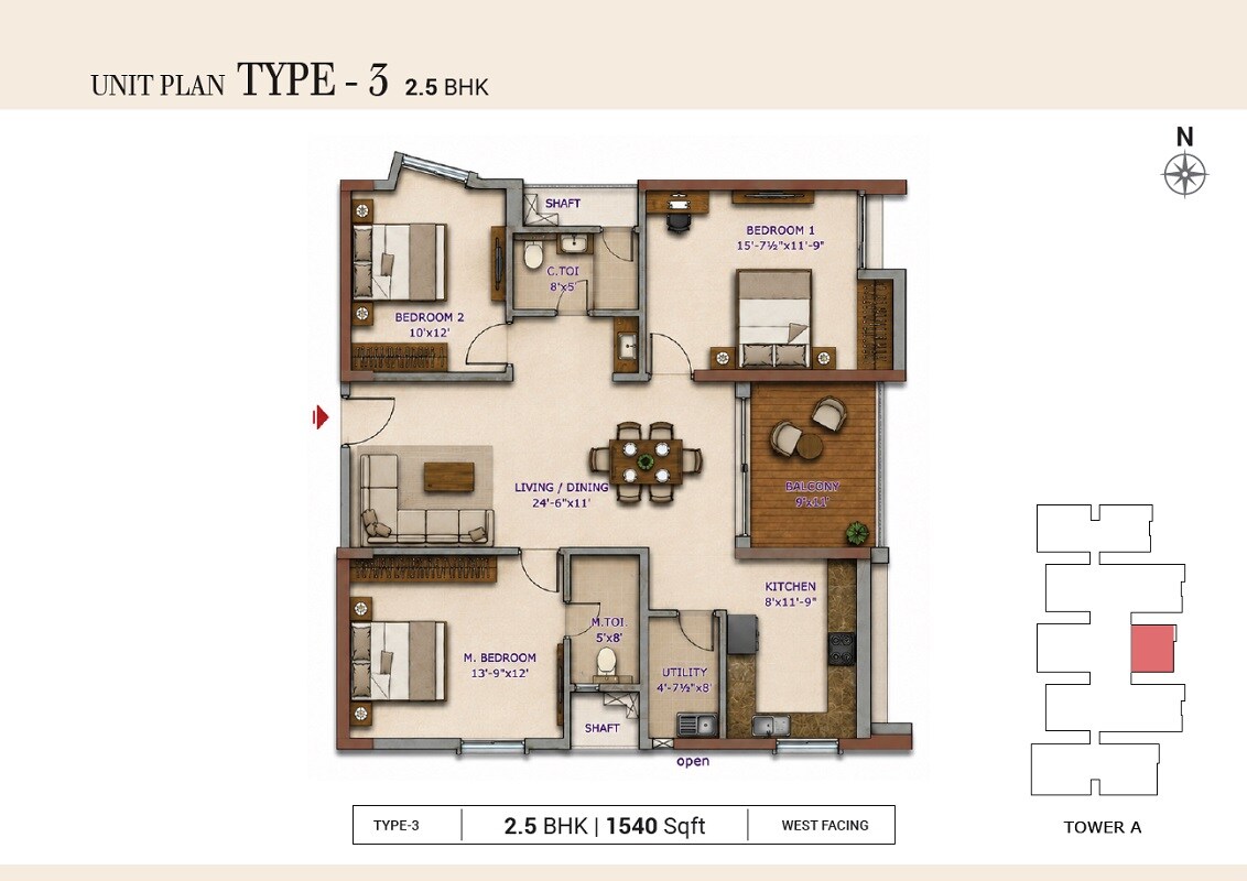 2 BHK 1540 Sq. Ft. Apartment