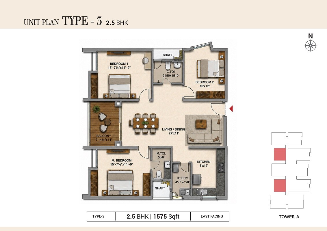 2 BHK 1575 Sq. Ft. Apartment