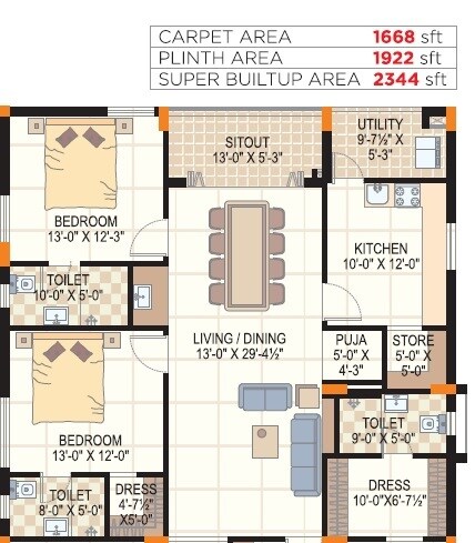 3 BHK 1668 Sq. Ft. Apartment