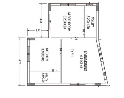 Floor plan of 1 BHK 1600 Sq. Ft. Apartment in Ram Bharat Avenue, Vizag