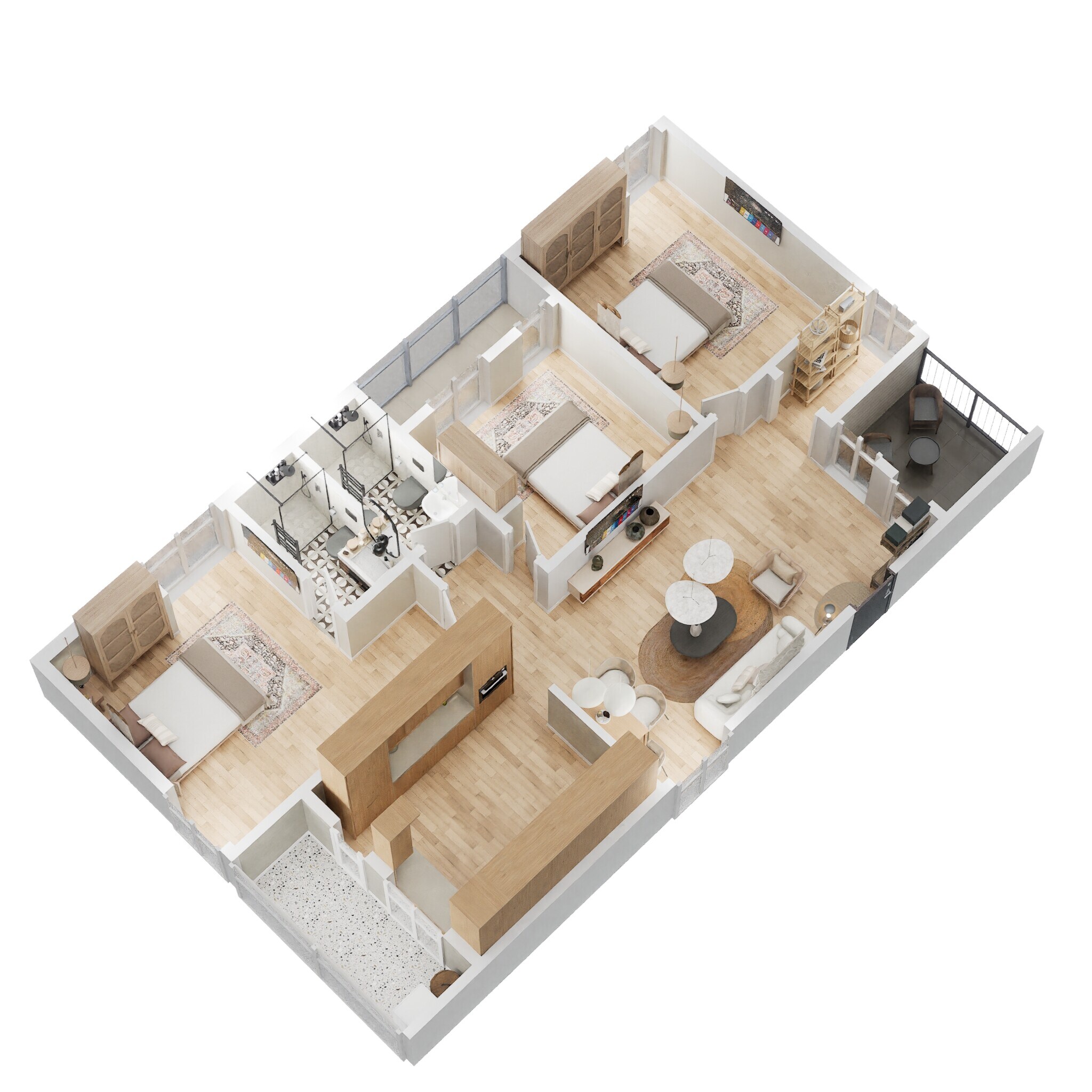 Floor plan of 3 BHK 1540 Sq. Ft. Apartment in Ramachandra Enclave Vizag, Vizag