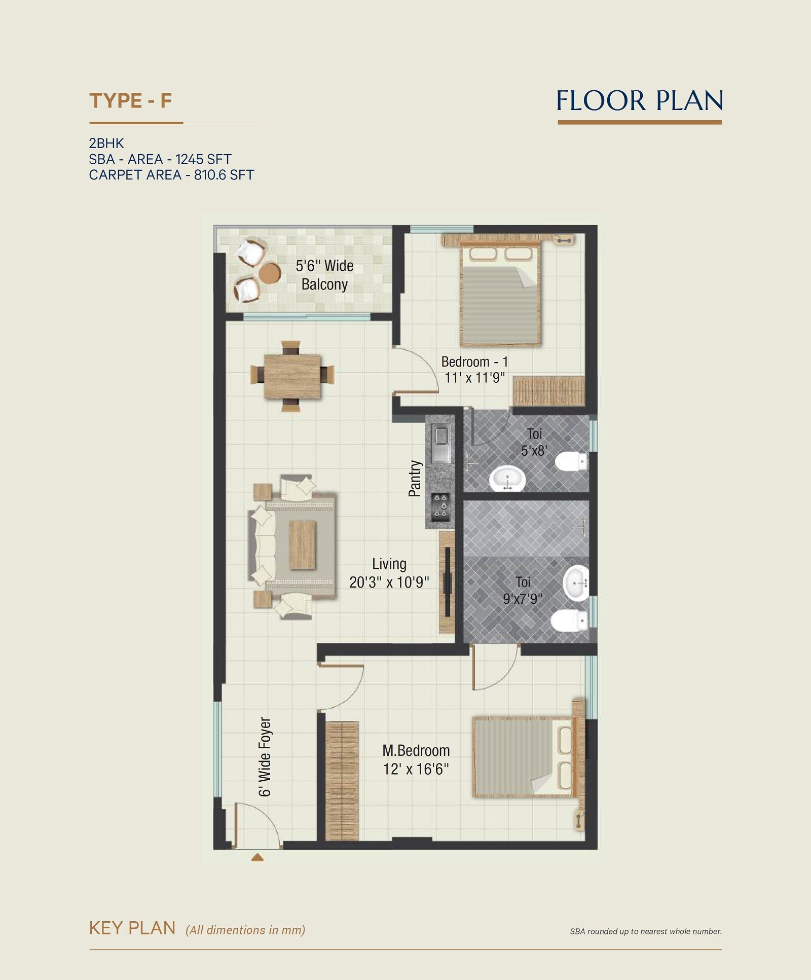 Floor plan of 2 BHK Apartment - 811 sq. ft. in Rudra Seniors, Vizag
