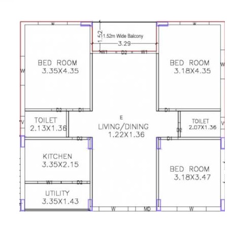 3 BHK 932 Sq. Ft. Apartment in Sai Sree S Murali Madhuram