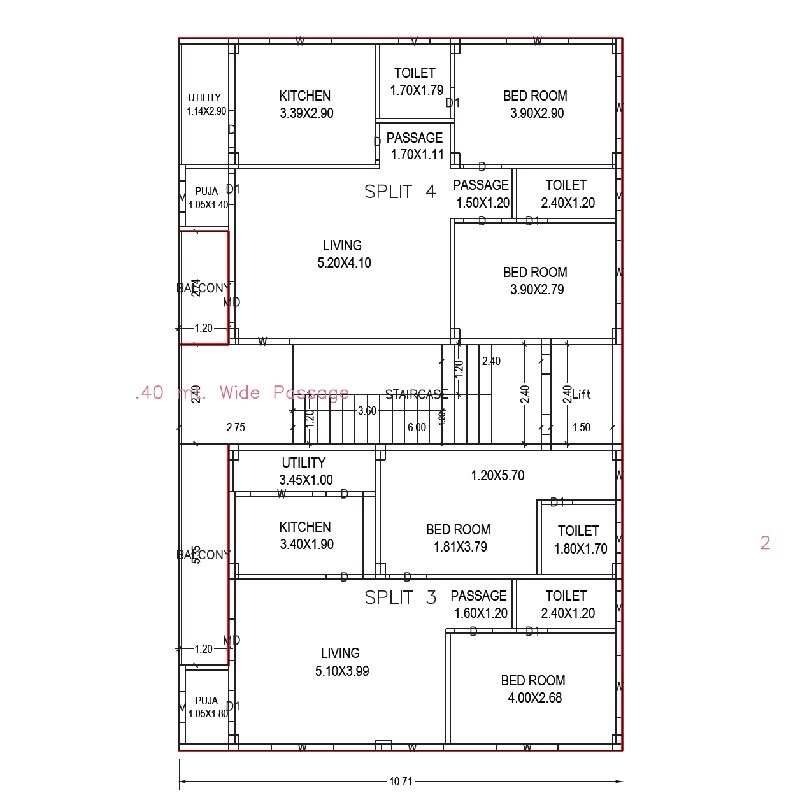 Floor plan of 2 BHK Apartment - 776 sq. ft. in Sai Sri Lalitha Heights, Vizag