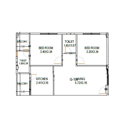 Floor plan of 2 BHK Apartment - 680 sq. ft. in Siva Sai Nilayam Madhurawada, Vizag