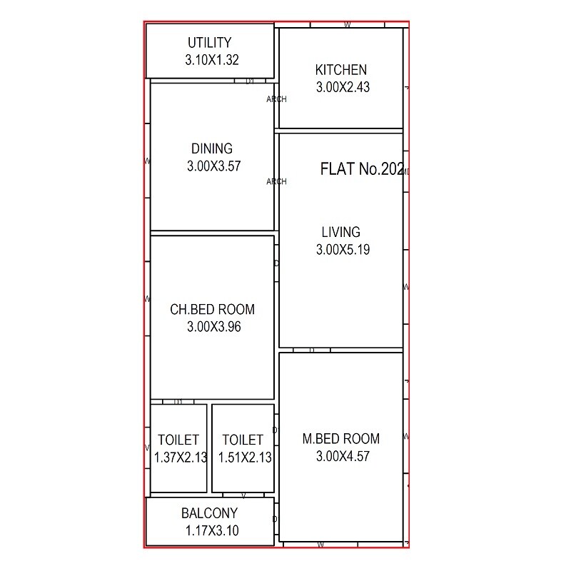 Floor plan of 2 BHK 1160 Sq. Ft. Apartment in Sri Kameswari Nilayam, Vizag